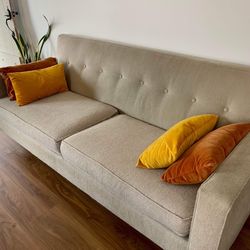 Light Gray Mid Century Modern Tufted Sofa
