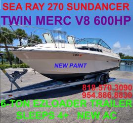 SEA RAY 270 SUNDANCER TWIN MERC V8 600HP 6-TON EZLOADER TRAILER SLEEPS 4+ NEW AC & MUCH MOREĀ