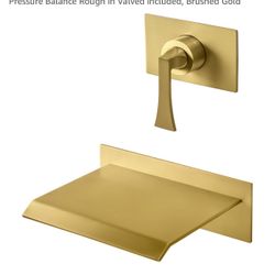 SITGES High Flow Wall Mount Tub Filler, Single Lever Handle Control with Large Waterfall Tub Spout, cUPC Certificated, Pressure Balance Rough in Valve