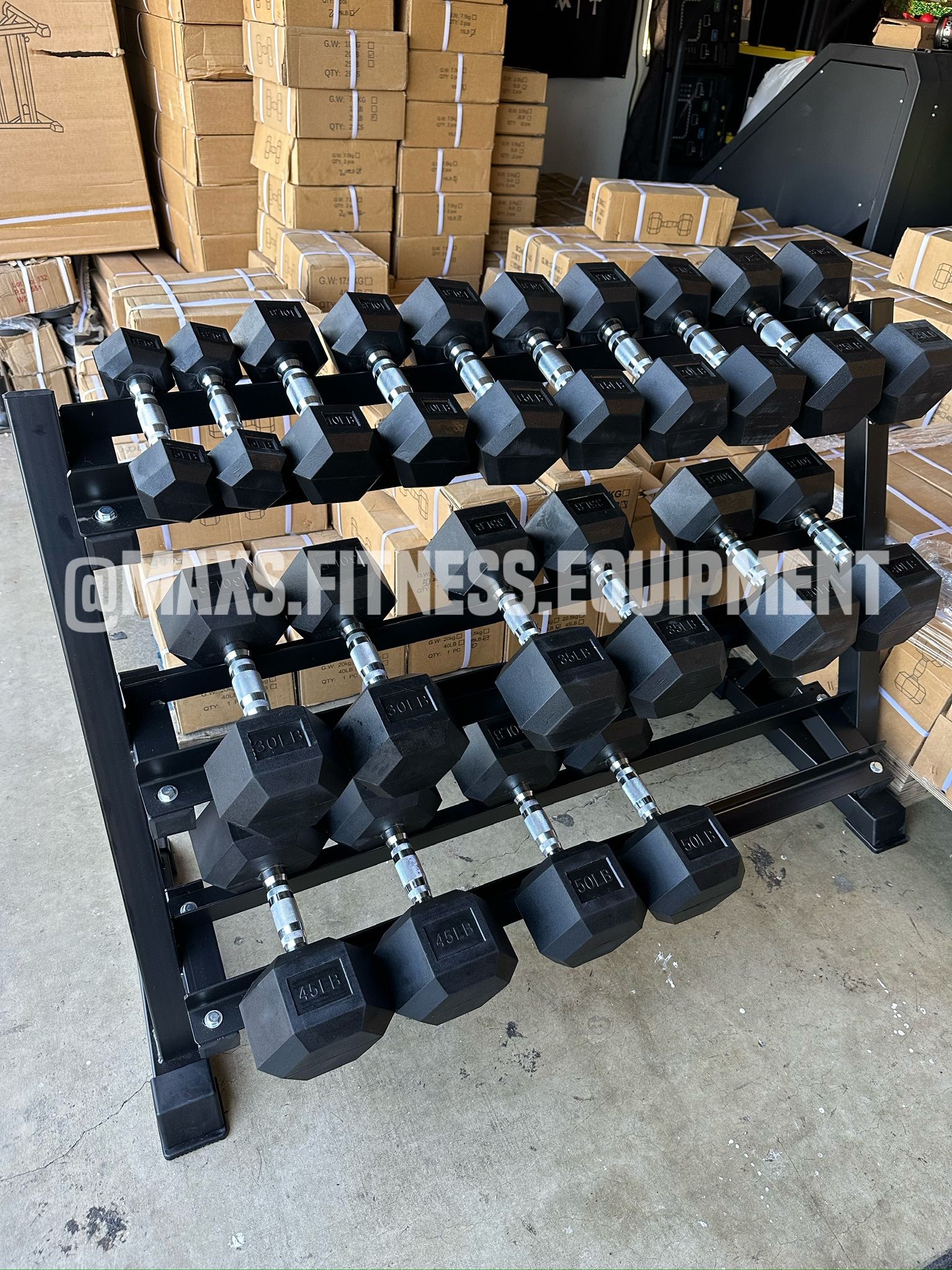 NEW DUMBBELL SET 5-50 WITH RACK