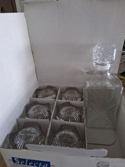 Selecta Crystal Whiskey Decanter Set with 6 Glasses