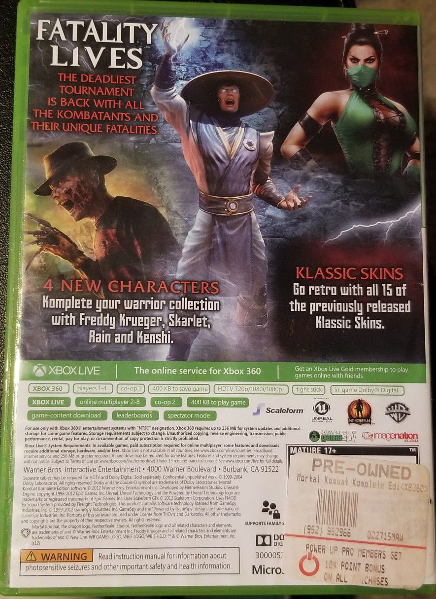 Mortal Kombat Komplete Edition (Xbox 360) - Pre-Owned 