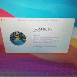 2014 Apple MacBook Air 13" i5 8GB RAM 128GB SSD Webcam WiFi Bluetooth macOS Big Sur
