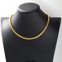 Gold Plated Round Mesh Chain Copper Necklace