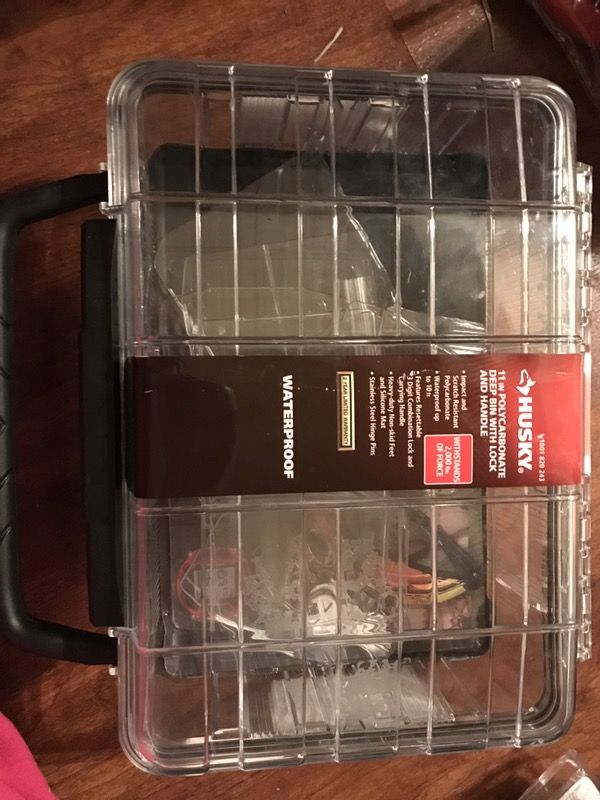 Husky 11 in. Polycarbonate Storage Bin lock box