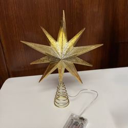 Double View gold mirrored Christmas star tree topper
