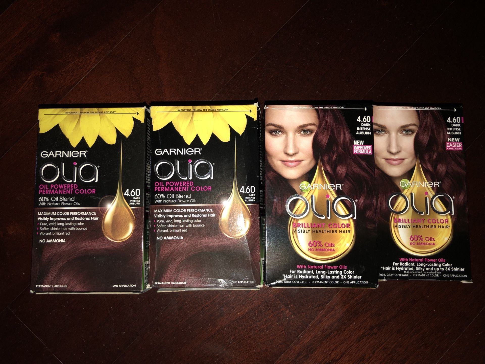 Lot of 4 Garnier Olia Hair Color Dark Intense Auburn