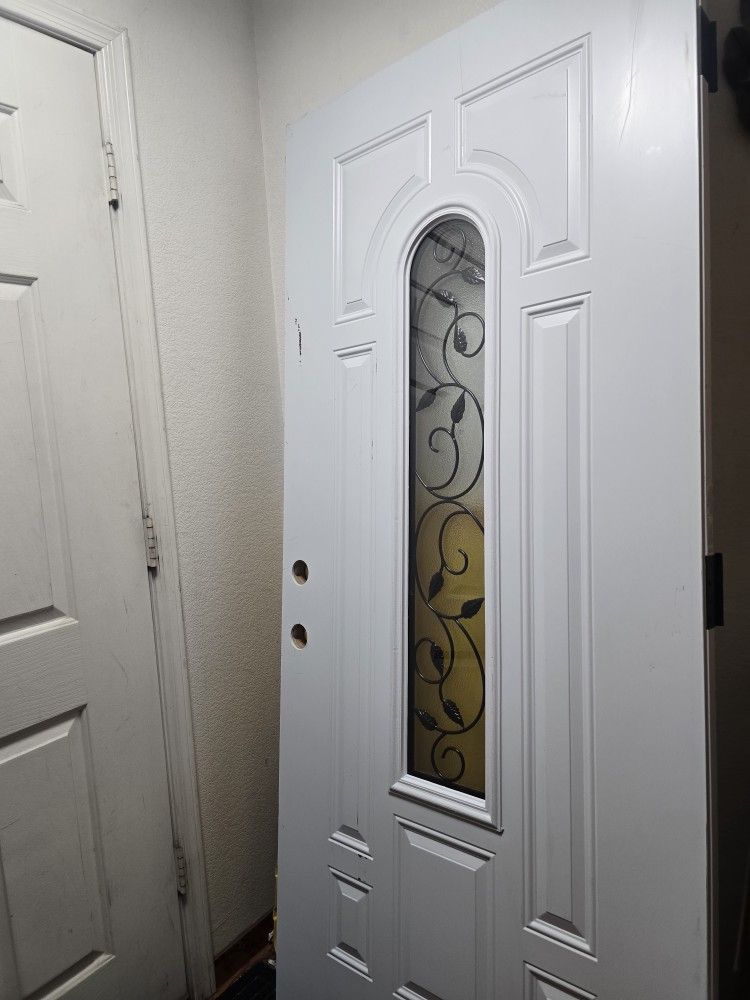 36" X 80" Fancy White Door Temper Glass $275