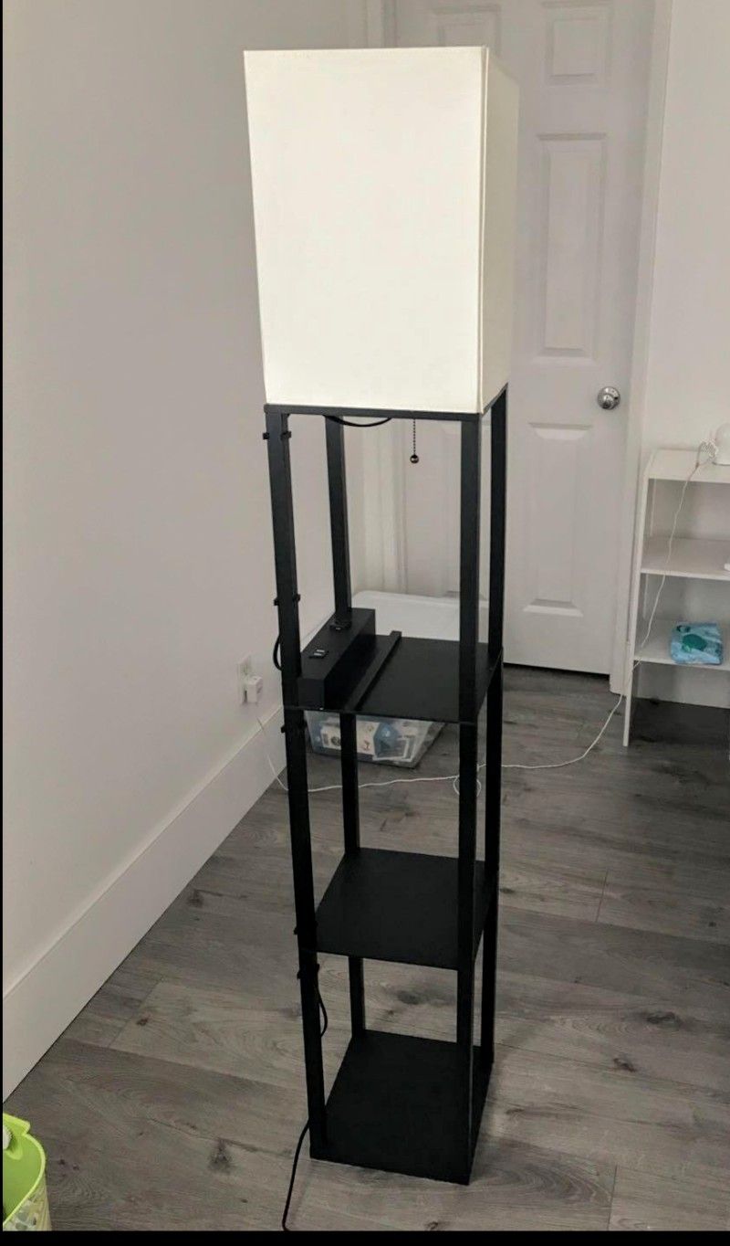Lamp Stand New With Shelves And USB Charger Ports