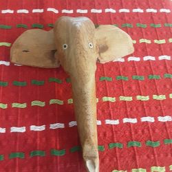Vintage Hand Carved Elephant Hook Decor 6x5