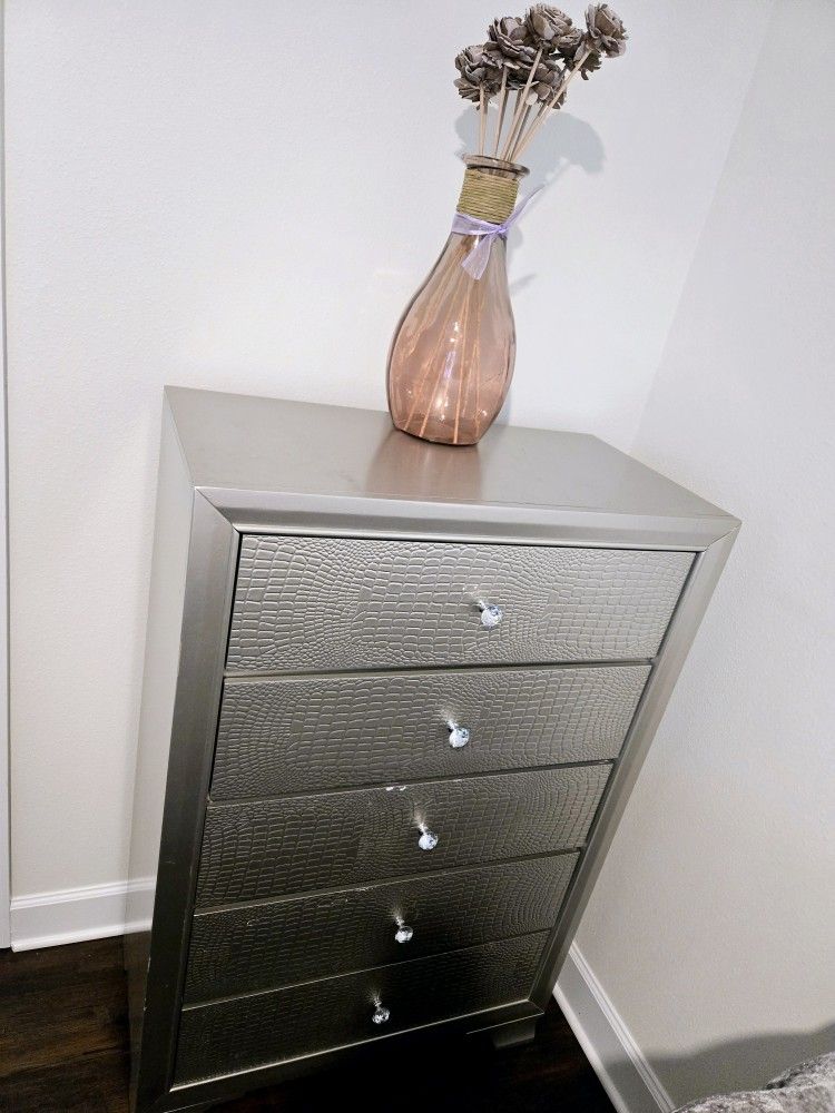 Silver Night Stand & Dresser $65 For Both