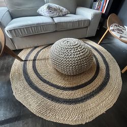 Area Rug + Pouf Ottoman