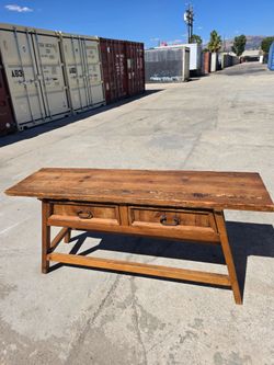 Rustic Wooden Console Table with Two Drawers
