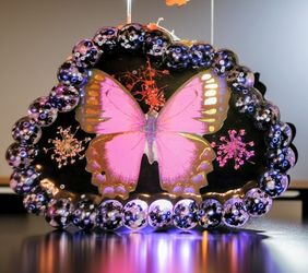 Butterfly Resin trinket tray  with Bead Border