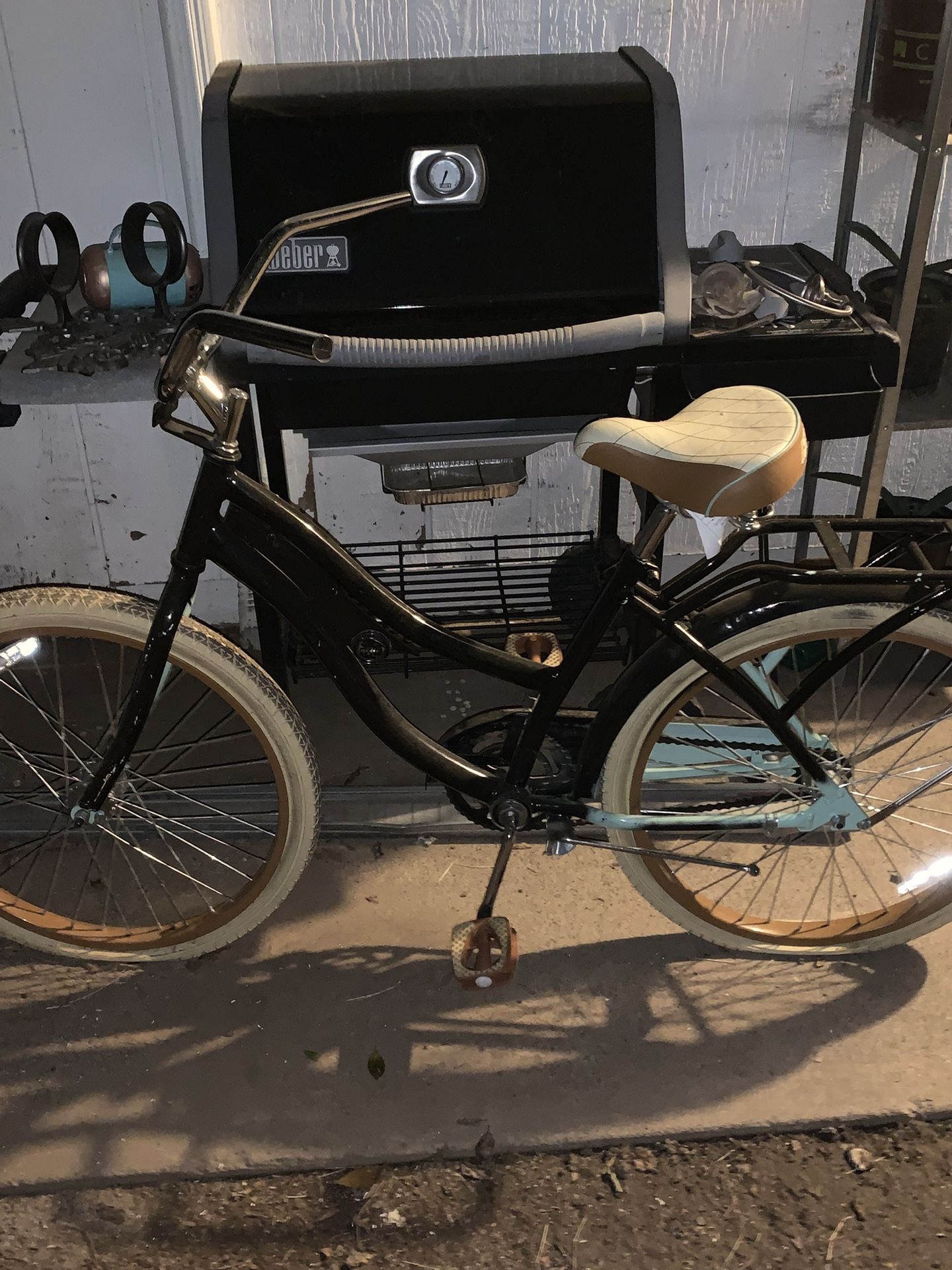 Tan Brown Black Silver And Light Blue Beach Cruiser Bike Fixie Bicycle