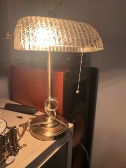 Vintage Style Banker's Lamp with Mercury Glass Shade