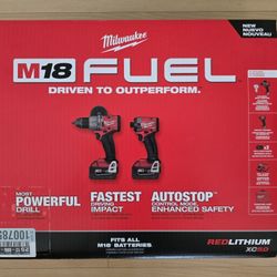 Milwaukee M18 Fuel Hammer Drill and Impact Driver 2x 5.0ah Battery And Charger 