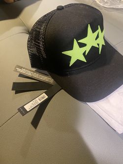 Amiri Leather Stars Hat Black Green NwT 