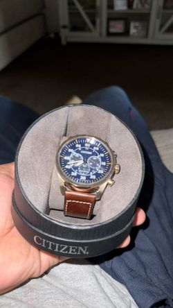 Citizen Watch Leather Strap Blue Dial