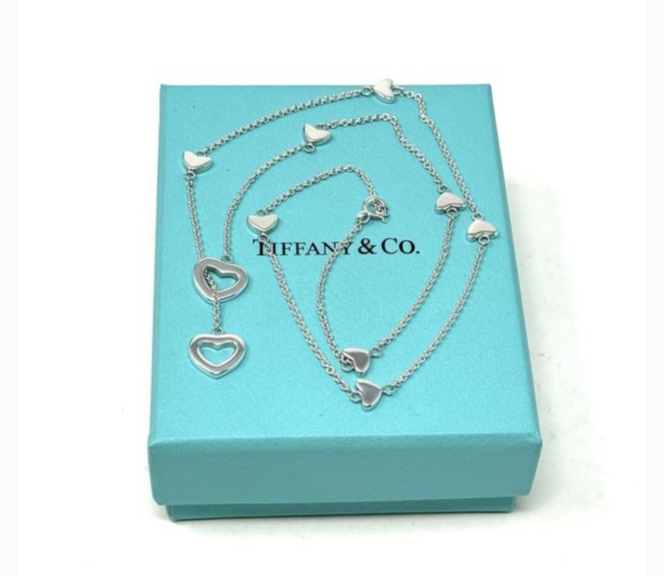 Tiffany And CO Heart Link Lariat Sterling Silver 925