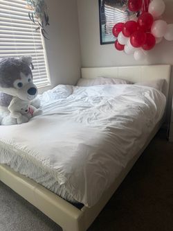 Queen leather bed frame