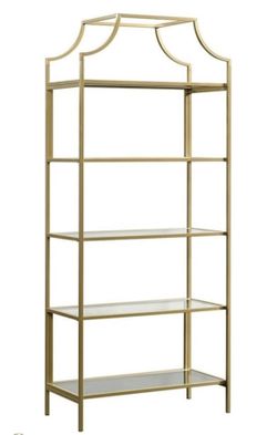 Metal Shelf Bookcase in Satin Gold Finish Wedding Party Decor Backdrop $140 obo