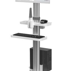 Medical Trolley Cart Mobile Workstation with Monitor Mount & Oral Scanner Holder – Adjustable Dental Cart with 360° Locking Wheels for Hospitals, Dent