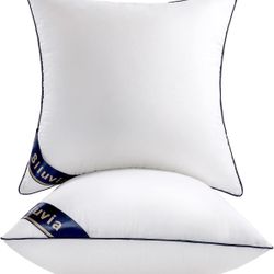Siluvia Euro Pillows 26x26 Pillow Inserts Set of 2 Square Throw 26 Pillow with 100% Cotton Cover for Sofa, Couch, and Bed - White