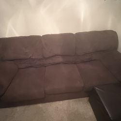 Couch Microfiber Brown W/ Matching Loveseat 