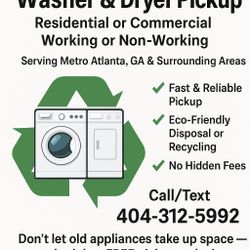 ***Free Washer/Dryer Removal*** (metro Atlanta & Surrounding Areas)