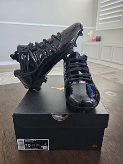 Jordan 11 Low Black on black patent leather football cleats size 10