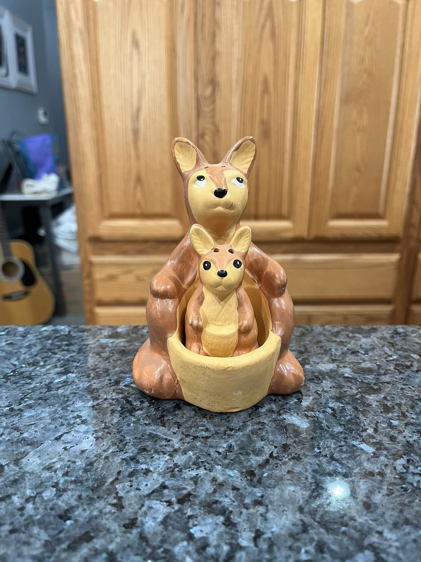 Vintage Ceramic Mama Kangaroo And Baby Joey Pair of Salt and Pepper Shakers. Size approximately 5 inches tall. Preowned never used.