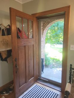 Full-View Glass Storm Door 36" x 84" with Hardware, Almond Frame