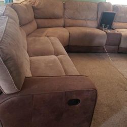 Reclining Suede Sectional