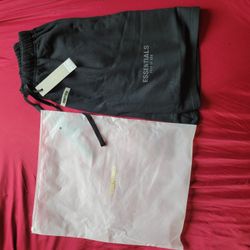Large Essentials Fear Of GOD Draw String Shorts Black 28" waist 