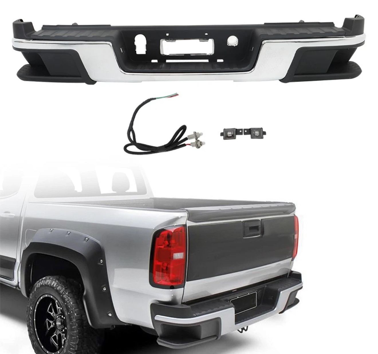 Rear Step Bumper Chevy Colorado GMC Canyon 2015-2022 Steel Chrome Assembly