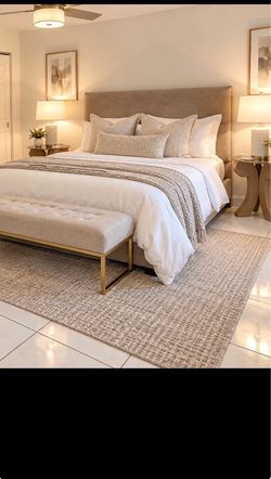 Upholstered Bed Frame with Tall Headboard