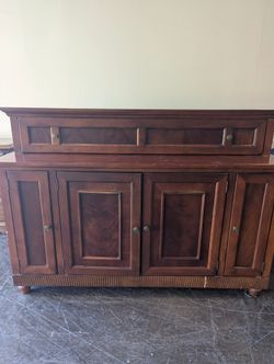 Rich Brown Wood Rising TV Stand Cabinet with Drawers