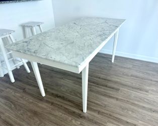 Real Marble Dining Table – Solid Wood Base – Imported from Argentina