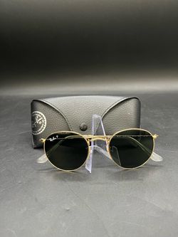 Ray-Ban RB3447 Round Metal Sunglasses Gold Frame Black Glass 50-21 145 001/58 *7180