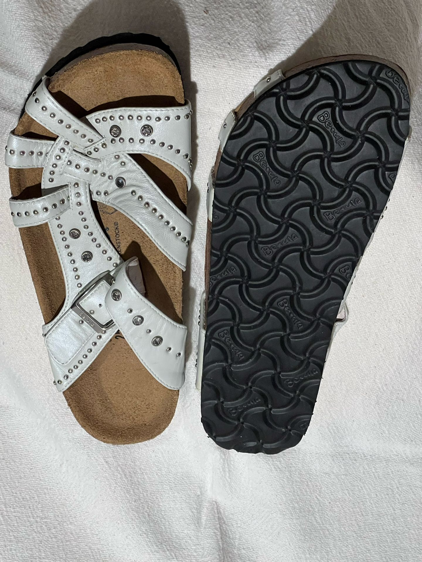 Birkenstock “Butela” - white strap with silver studs