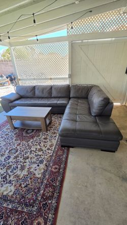 Grey Faux Leather Sectional