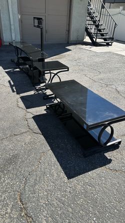 Black Glass Coffee Table and TV Stand Set