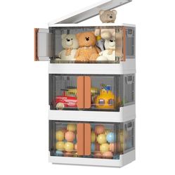 HAIXIN Plastic Storage Bins 141QT(19.3" L x 12.2" W x 34.3"H), Milky Orange