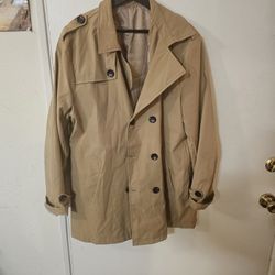 BRAND NEW MEN'S TRENCH COAR BEIGE COLOR SIZE LARGE 42R