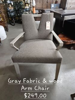Chair Gray Fabric w/ Wood trimWe are located at 2811 East Bell road. Another Time Around Furniture.