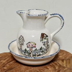 Vintage Collectible Porcelain Internacional Heartland Pitcher With Water Basin Home Decoration Accent Made In China
