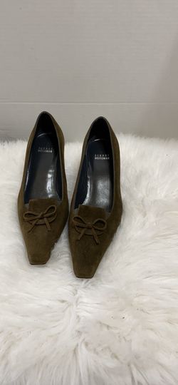 Stuart Weitzman Black Square Toe Bow Pump Heel