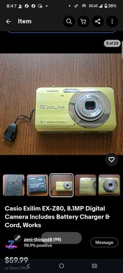 CASIO  - EXILIM EX - Z-80,  8.1 MP DIGITAL CAMERA w/battery cord, charger