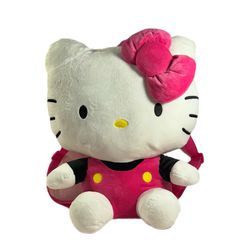 Hello Kitty Sanrio Plush Backpack Pink White Bow Straps Zipper Pouch NWT